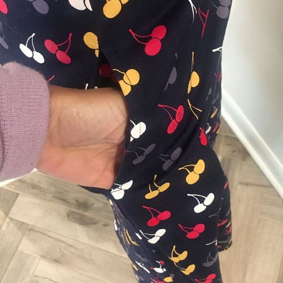 MODCLOTH CIRCUS Blue Cherries Scallop Neck Cap Sleeves Retro Dress UK 10 US 6 - Picture 5 of 9